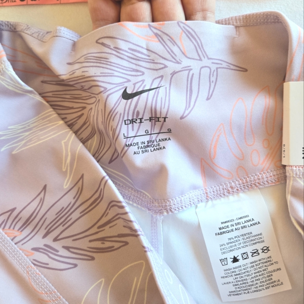 🏷️NIKE Dry-Fit One Luxe Women's Mid-Rise 7/8 Floral Leggings Purple Size L - Picture 4 of 14